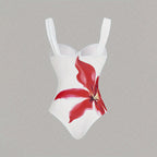 Damen Eleganter Badeanzug mit floralem Design und passendem Rock R&B