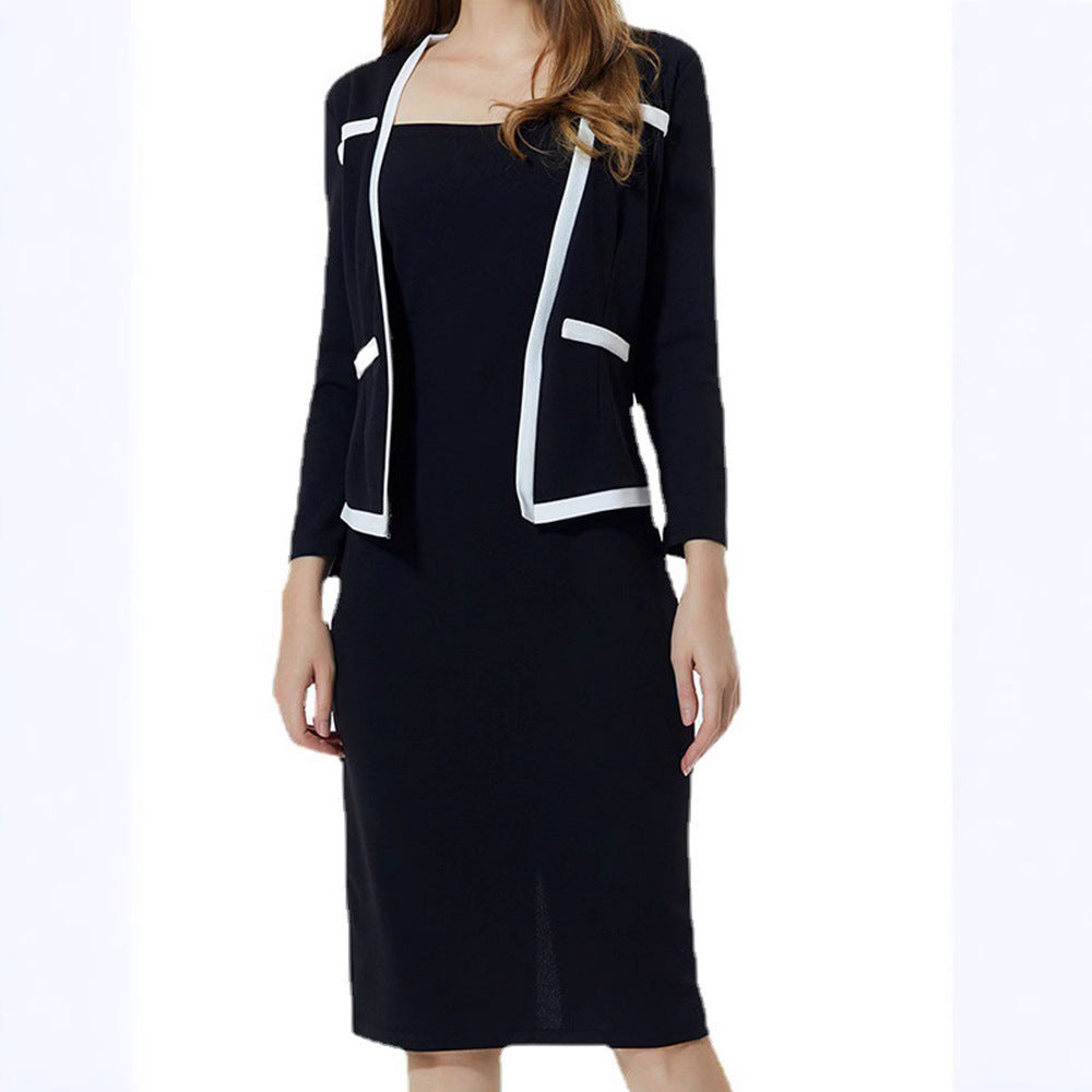 Damen Elegantes Wickelkleid mit Blazer-Overlay R&B