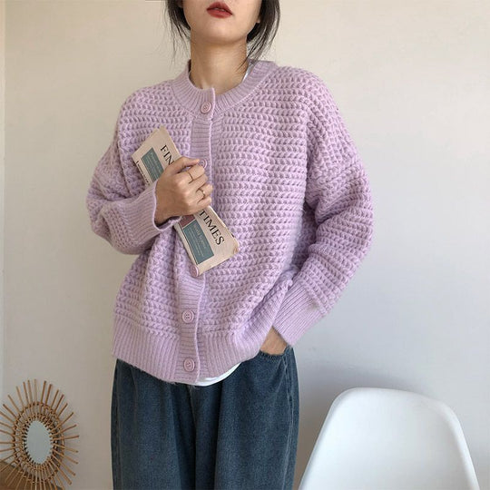 Damen Grobstrickjacke mit Knopfdetails und oversized Schnitt R&B