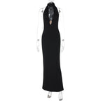 Damen Elegantes Halter-Maxikleid mit verführerischem Ausschnitt R&B