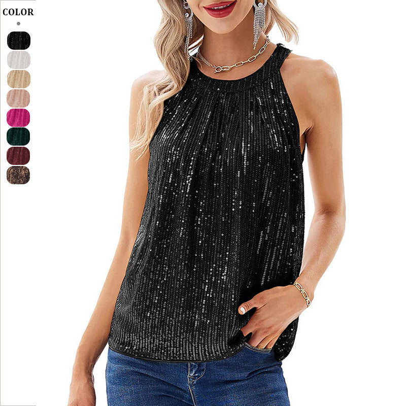 Damen Glitzerndes Oberteil mit eleganter Rüschen- und Schimmerstruktur R&B