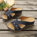 Damen Bequeme und elegante Pantoletten mit floralem Dekor R&B