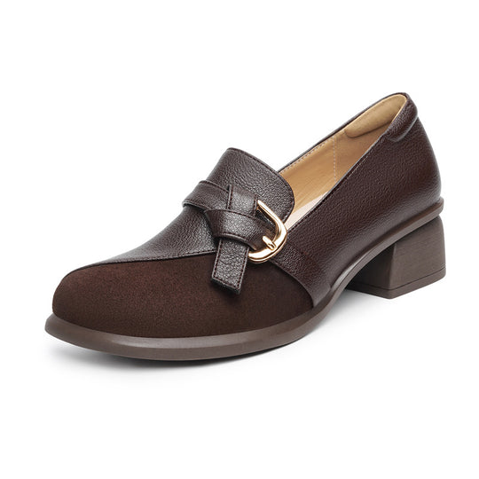 Damen Elegante Mokassins mit modischem Schnallen-Detail und komfortablem Blockabsatz R&B
