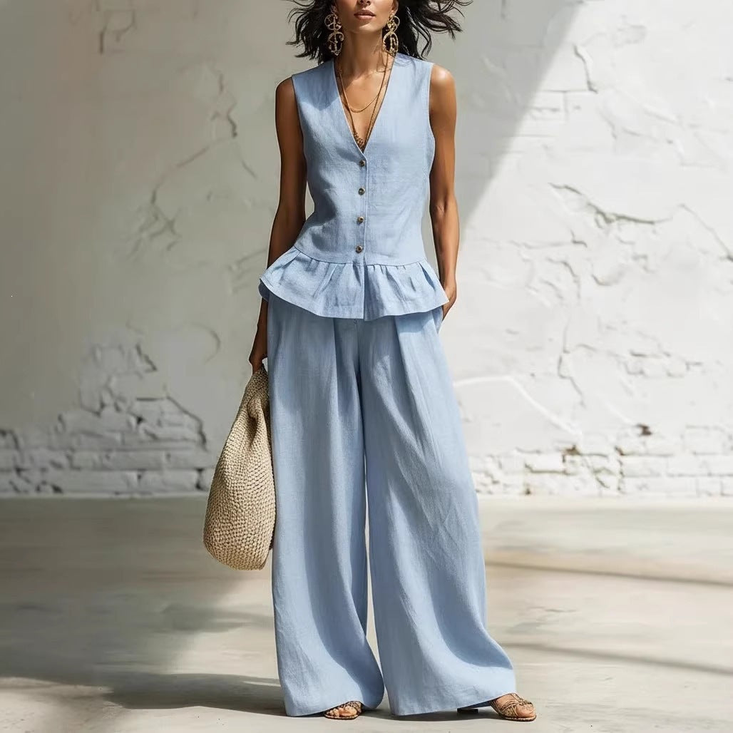 Damen lässiger Jumpsuit mit peplum Schnitt und Knopfdetails R&B