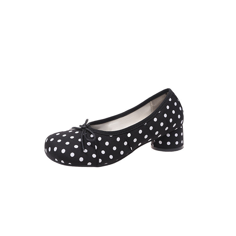 Damen Ballerinas mit punktemuster und komfortablem Blockabsatz R&B