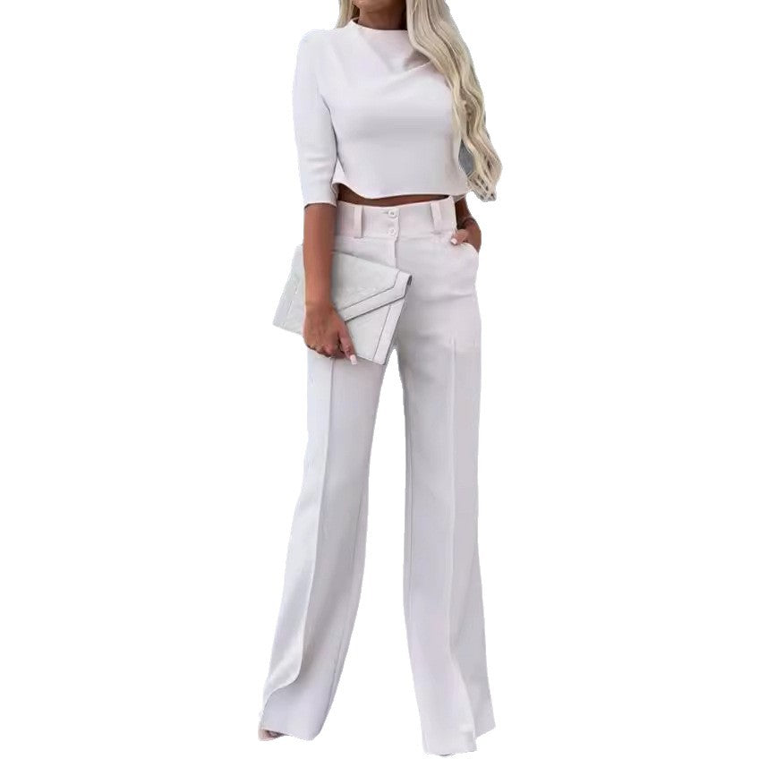 Damen Elegantes und modernes Zweiteiliges Set mit weitem Hosenbein R&B