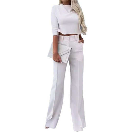 Damen Elegantes und modernes Zweiteiliges Set mit weitem Hosenbein R&B