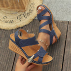 Damen Wedge-Sandaletten mit verzierten Riemen R&B