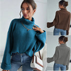Damen Oversized Pullover mit hohem Kragen und strukturiertem Design