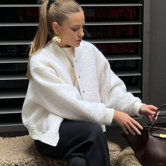 Damen kuschelige Fleece-Jacke im lässigen Stil mit praktischen Taschen R&B