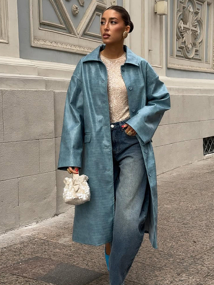 Damen oversized Denim-Trenchcoat R&B