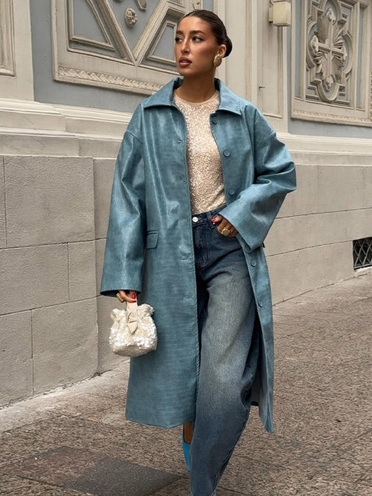 Damen oversized Denim-Trenchcoat R&B