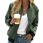 Damen nan leichte Bomberjacke mit Reißverschluss, Rippbündchen und Ärmel-Tasche R&B