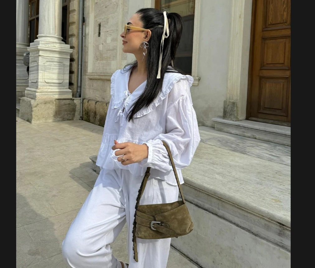 Damen Bluse mit Rüschendetails und tailliertem Schnitt R&B