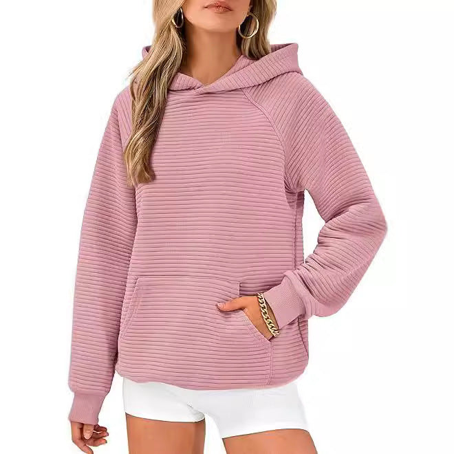 Damen Hoodie mit strukturierter Oberfläche und praktischer Kängurutasche R&B