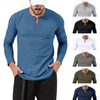 Herren Langarm-Henley-Shirt mit hochwertiger Baumwollmischung und modischen Knopfdetails R&B