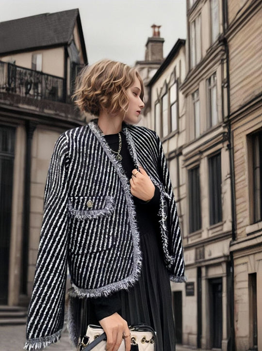 Damen Cocoon-Strickjacke mit Knopfdetails und feinem Strukturmuster R&B