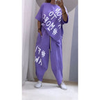 Damen Lässiges Set mit oversize T-Shirt und bequemen Jogginghose R&B
