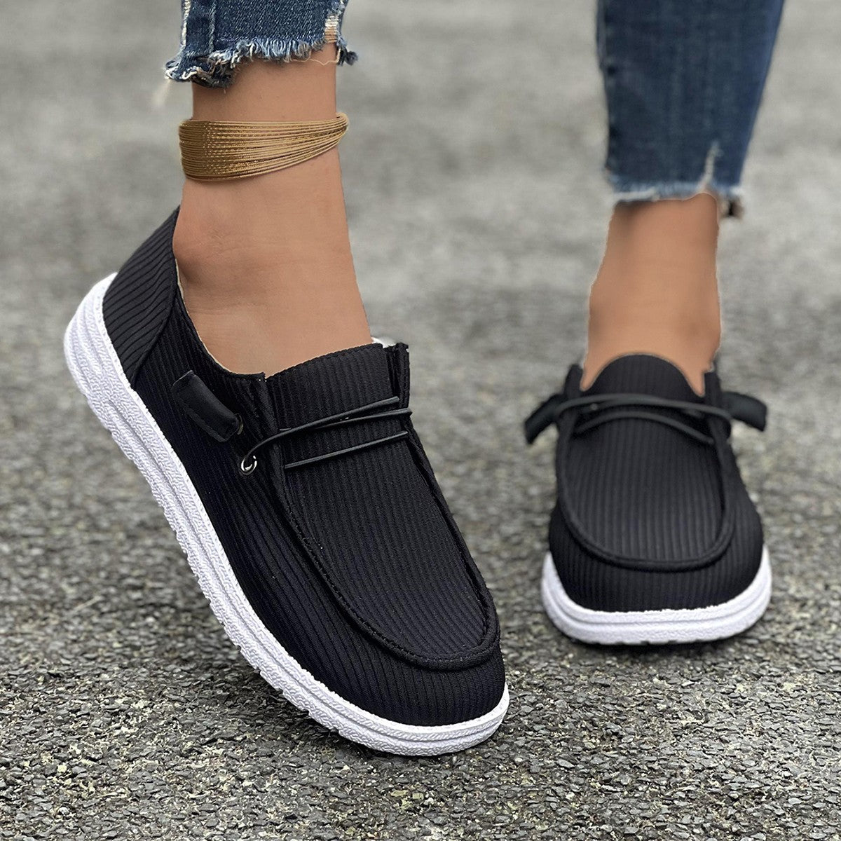 Damen komfortable Slip-On Schuhe mit seitlichem Gummizug und leichtgewichtiger Sohle R&B