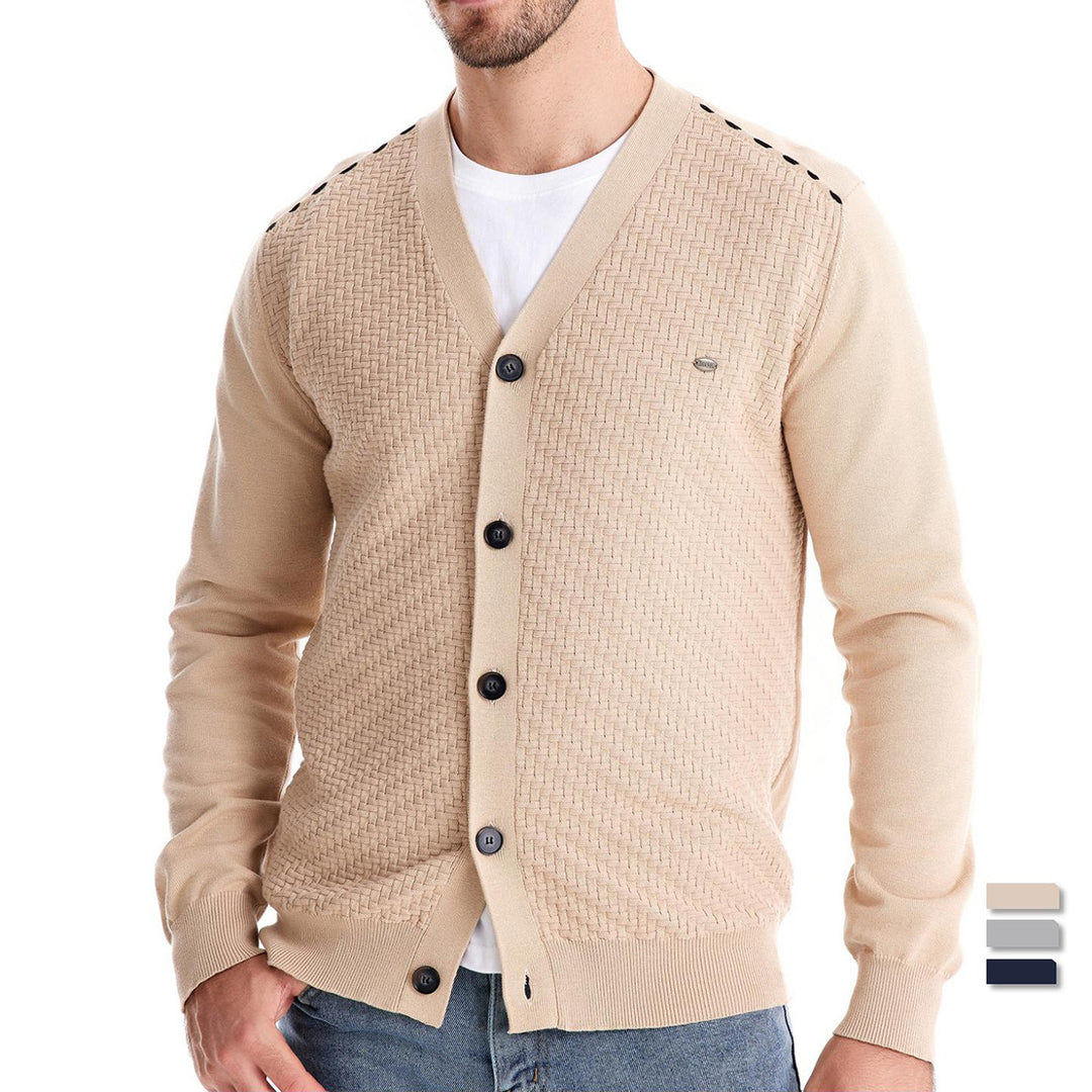 Herren Strickjacke mit strukturiertem Muster R&B