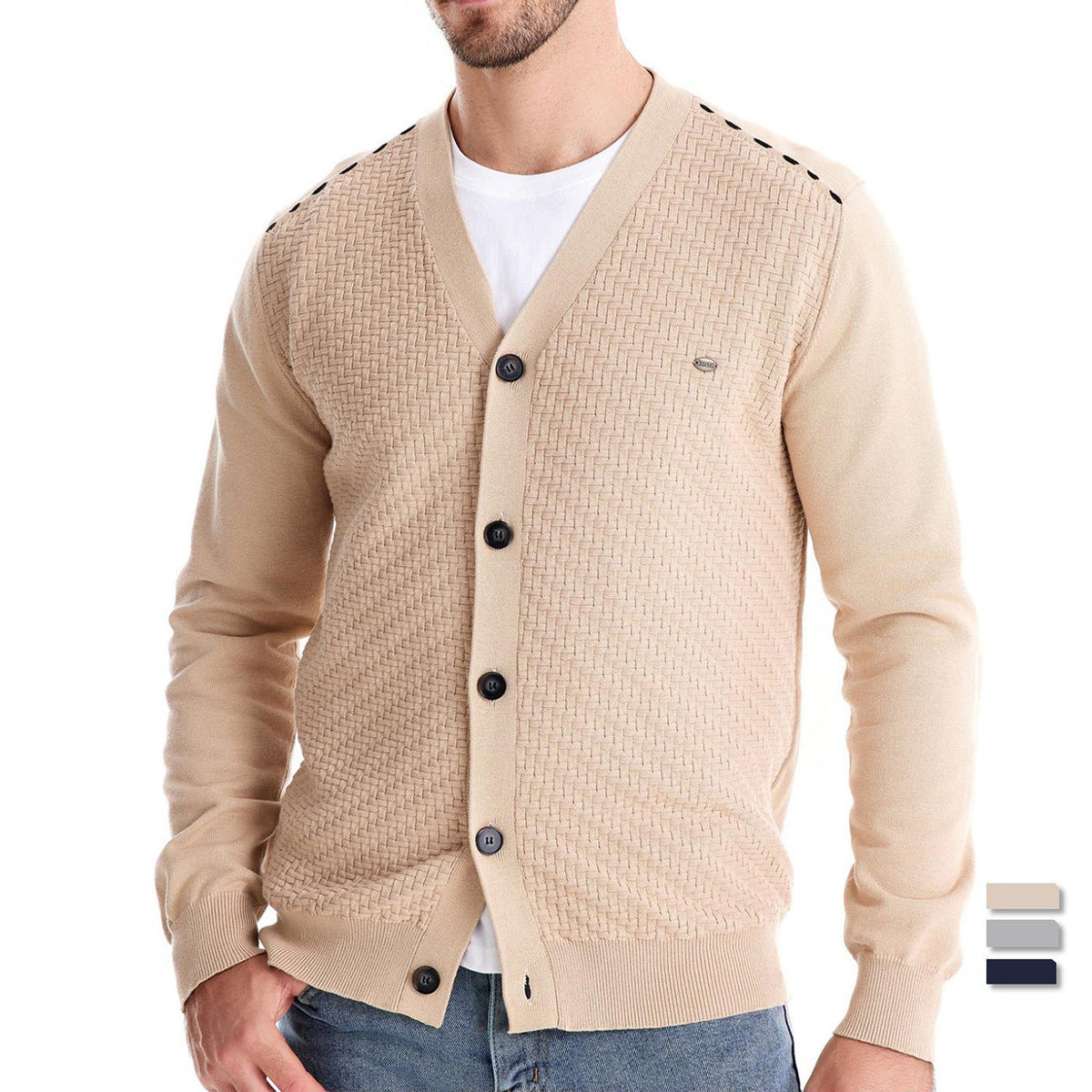 Herren Strickjacke mit strukturiertem Muster