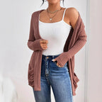 Damen Strickjacke mit vertikalem Rippdesign und praktischen Taschen R&B