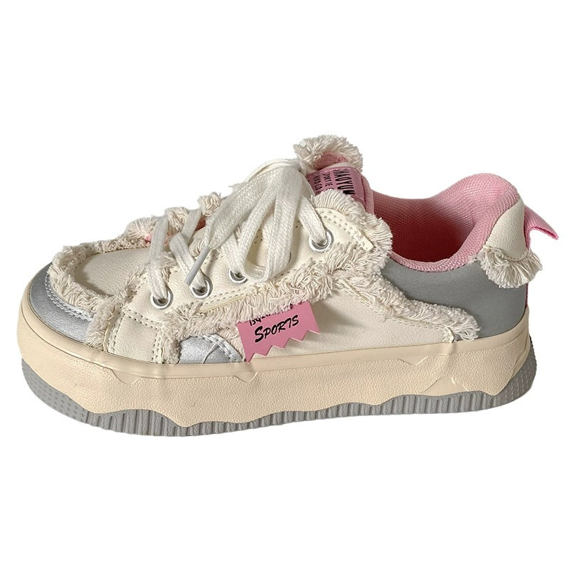 Damen Modische Chunky Sneakers mit flauschigem Obermaterial R&B