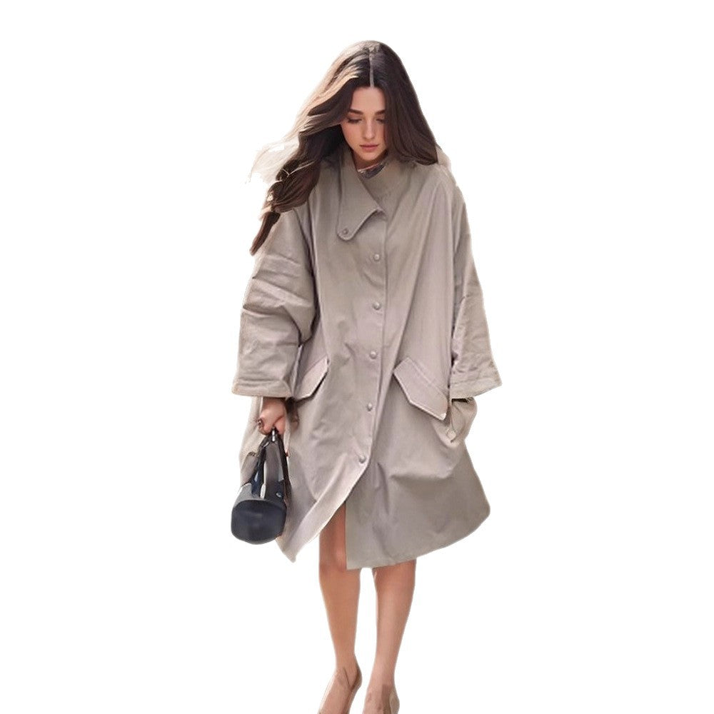 Damen Oversized Trenchcoat mit minimalistischen Knopfdetails R&B
