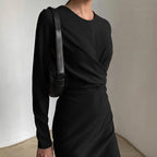 Damen Elegantes Wickelkleid mit langem Arm und fließendem Schnitt R&B