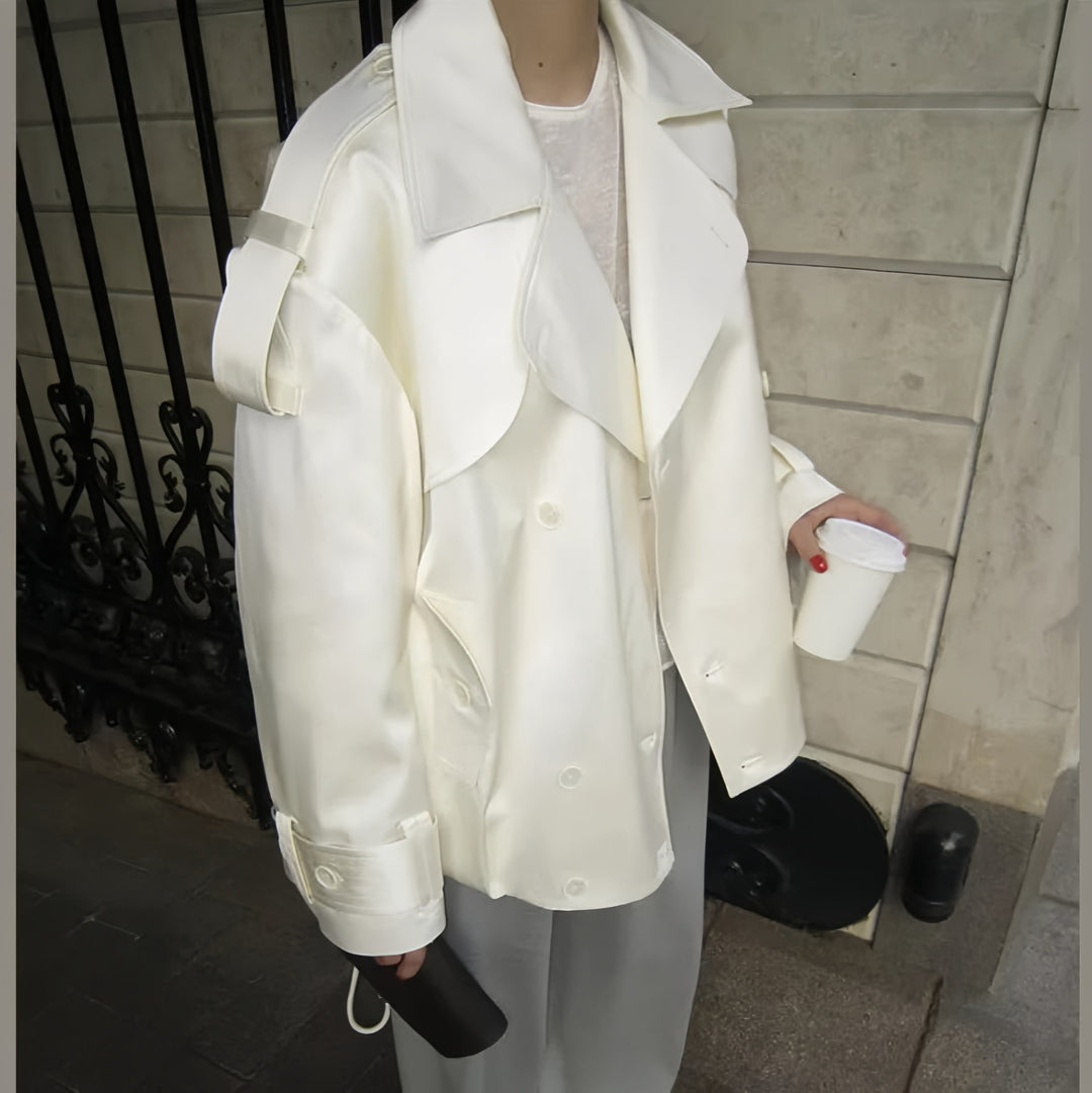 Damen modische Kurzjacke mit elegantem Schnitt und hochglänzendem Finish R&B