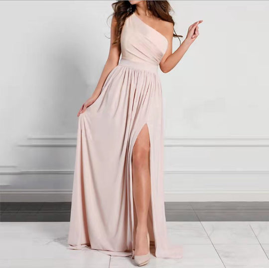 Damen Maxikleid mit asymmetrischem Schnitt und verführerischem Beinschlitz R&B