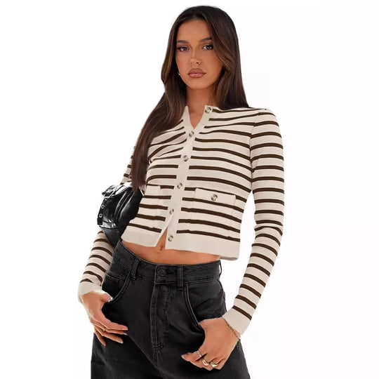 Damen gestreifte Kurzjacke R&B