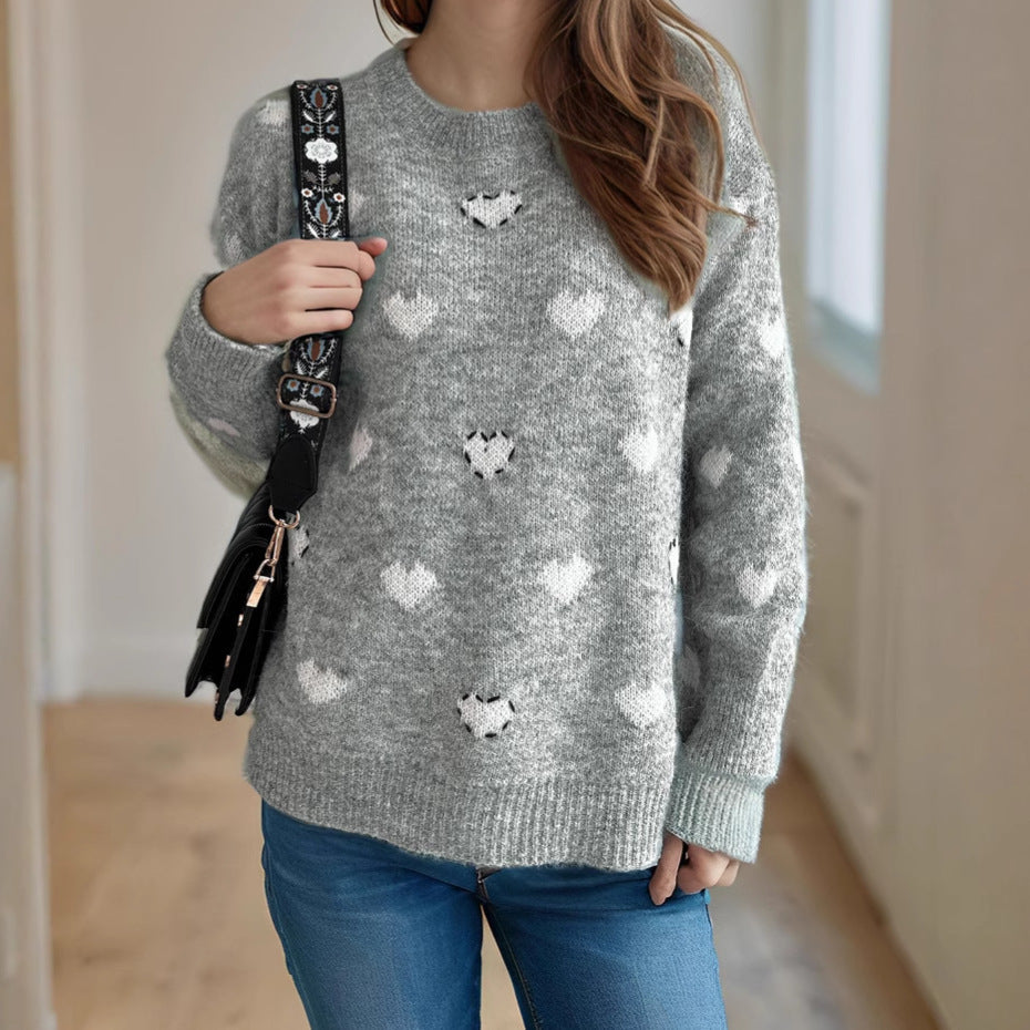 Damen kuscheliger Pullover mit herzförmigem Design und weichem Material R&B