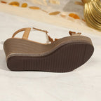 Damen Wedge-Sandalen mit floralem Dekor und dezentem Glitzerelement R&B