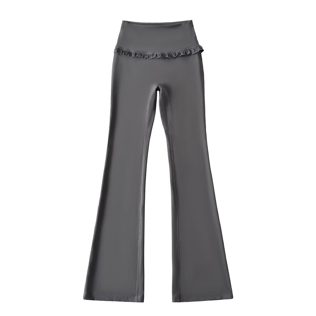 Damen Hochtaillierte Bootcut-Leggings mit Rüschendetails R&B