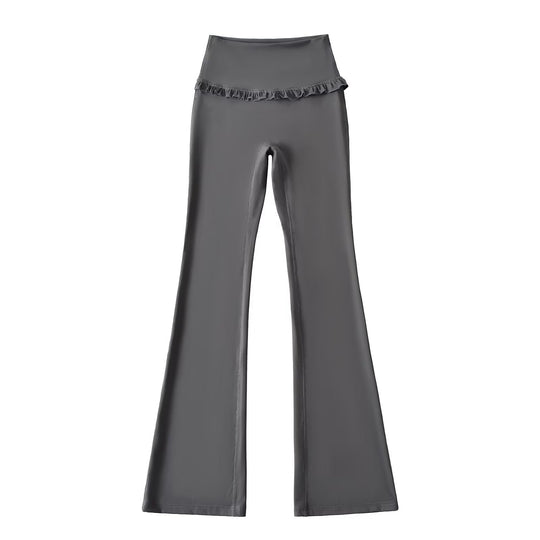 Damen Hochtaillierte Bootcut-Leggings mit Rüschendetails R&B