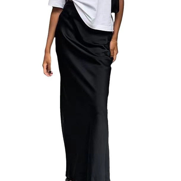 Damen elegantes Maxikleid mit asymmetrischem Schnitt und dekorativem Überwurf R&B