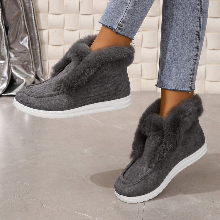 Damen Kuschel-Stiefeletten mit weichem Kunstfellkragen und rutschfester Sohle R&B