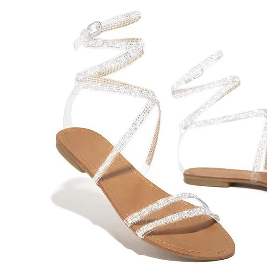 Damen Glitzernde Riemchen-Sandalen mit schickem Strassbesatz R&B