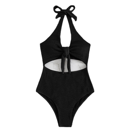 Damen Einteiler Badeanzug mit Knotendesign und Cut-Out-Details R&B