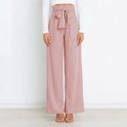 Damen Weit geschnittene High-Waist-Hose mit Binde-Gürtel und Taschen R&B
