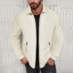 Herren nan strukturierte Hemdenjacke mit Hemdkragen Zweiwege-Reißverschluss und Reißverschlusstaschen R&B