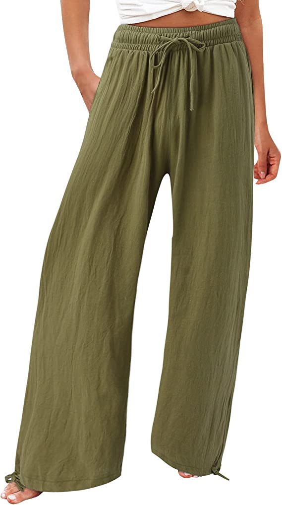 Damen lässige weit geschnittene Sommerhose mit elastischem Bund und praktischen Seitentaschen R&B