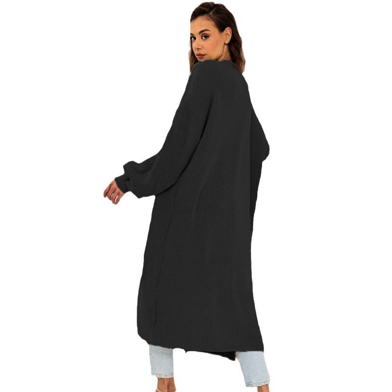 Damen Grober Strickmantel mit offenem Schnitt und tiefen Taschen R&B