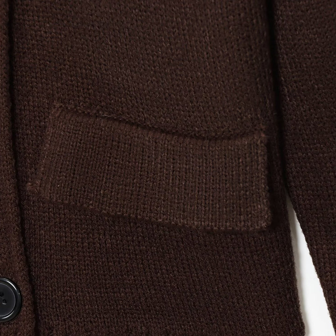 Damen elegante Strickjacke mit doppelter Knopfleiste und praktischen Taschen R&B