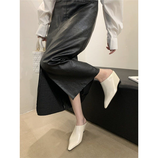 Damen schlanke Mules mit modernem asymmetrischem Design R&B