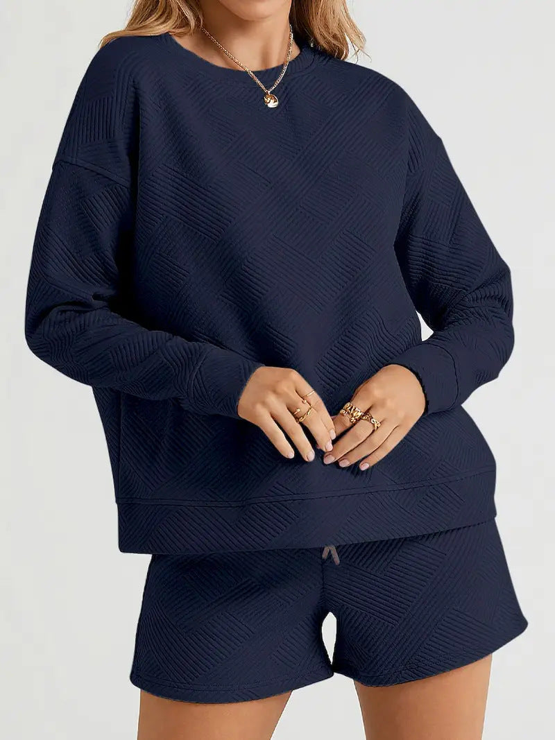 Damen Casual Sweatshirt und Shorts Set R&B