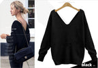 Damen Strickpullover mit einzigartigem Rückendesign und tiefem V-Ausschnitt R&B