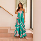 Damen Maxikleid mit elegantem floralem Design und schmalen Trägern R&B