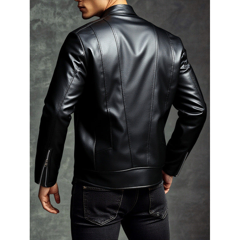 Herren Kunstlederjacke mit Stehkragen